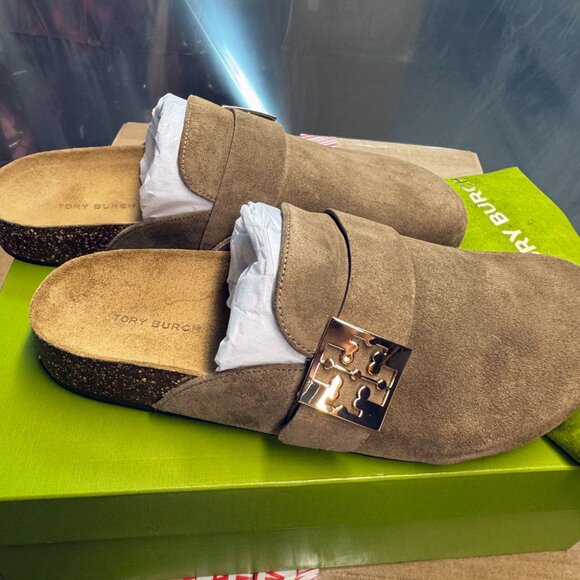 Tory Burch Suede Mellow Mule – River Rock - Picture 9 of 9